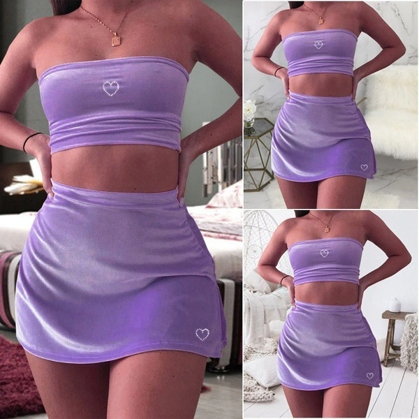 Heart-shaped Hot Diamond Wrapped Chest High Waist Bag Hip Skirt Suit