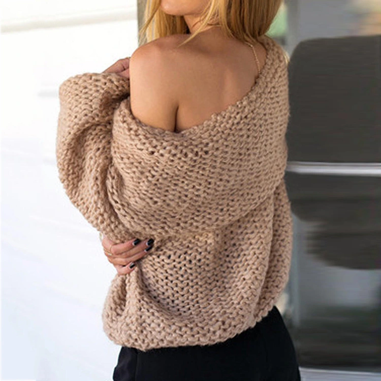 Women's Fashion Solid Color Polo Collar Loose Sweater