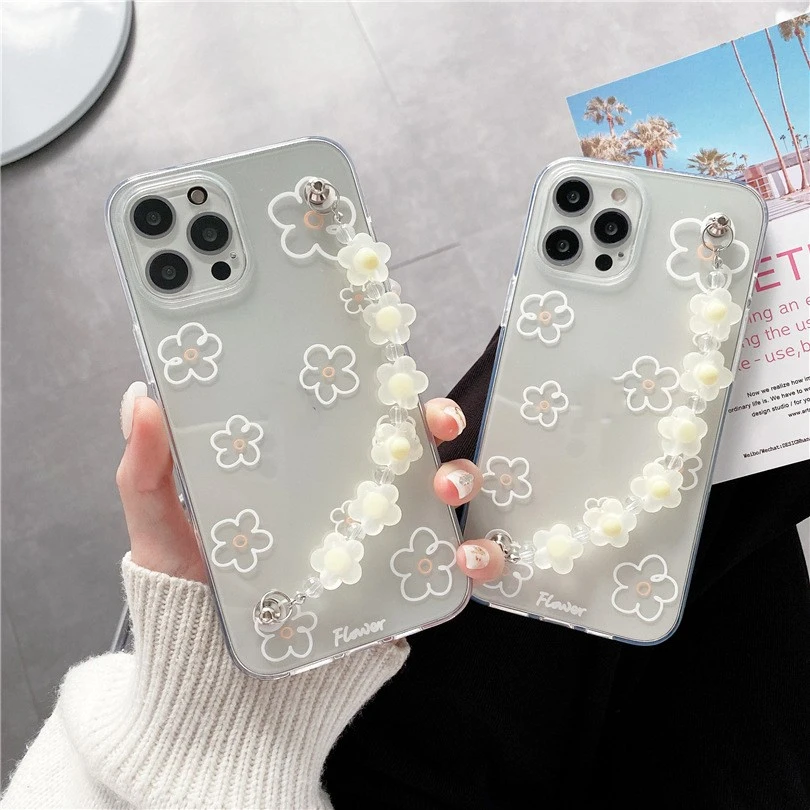 Flower Lanyard Transparent Phone Case