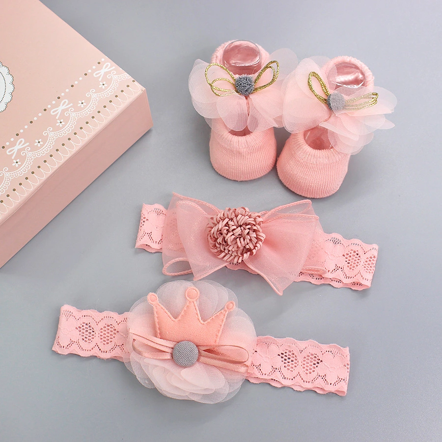 Korean Baby Hair Band Socks Set Baby Bow Hair Band 100 Days Old And One Year Old Banquet European And American