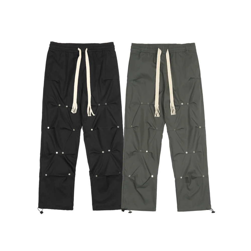 American Street Dark Tide Brand Design Metal Buckle Casual Trousers