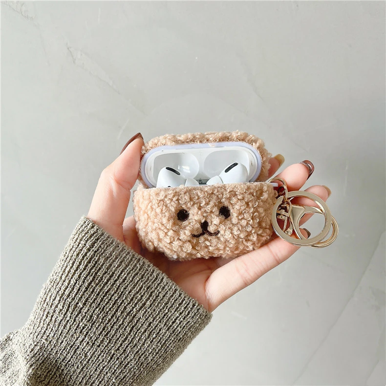 Earphone Cover Soft Shell TPU Plush Embroidered Doll