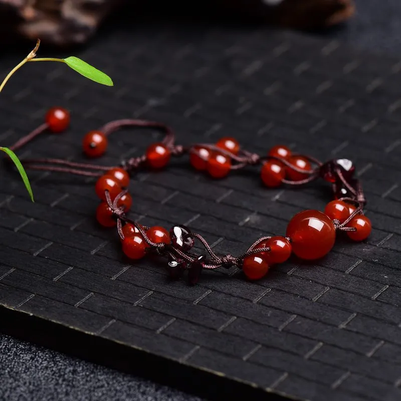 Women's Fashionable Simple Garnet Crystal Bracelet