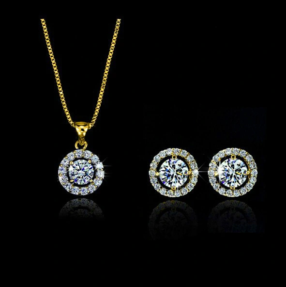 Two Piece Necklace Crystal Earrings Accessories