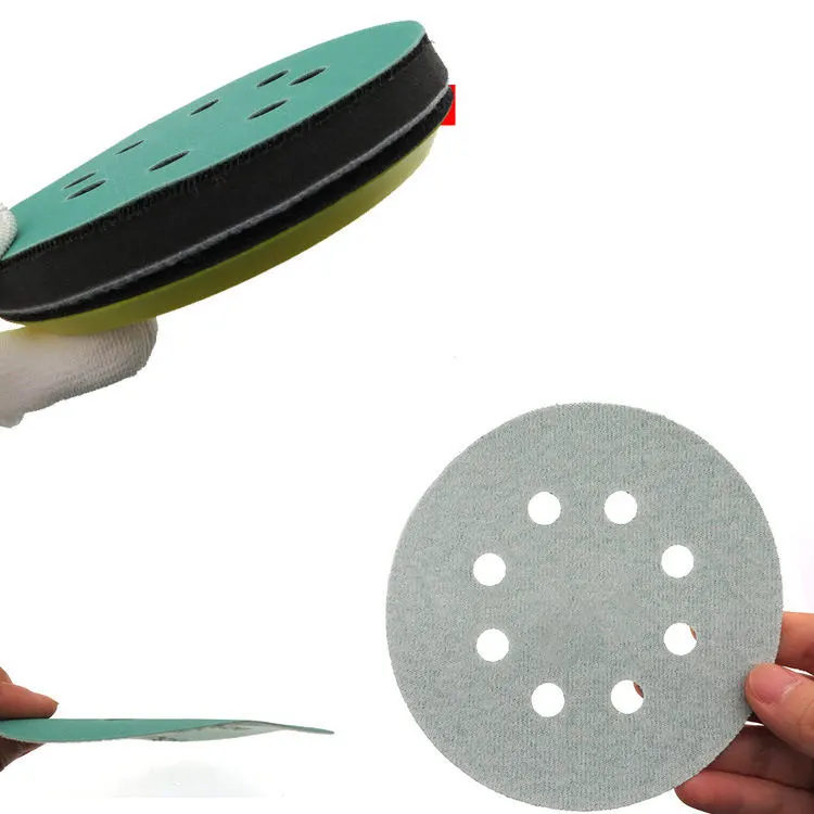 5inch 8hole Polyester Film Green Sandpaper Flocking And Polishing