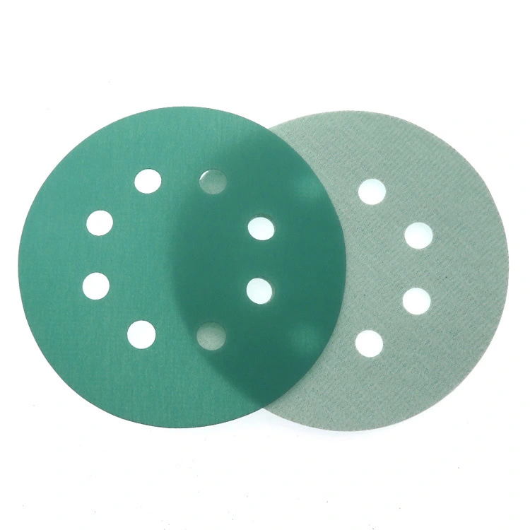 5inch 8hole Polyester Film Green Sandpaper Flocking And Polishing