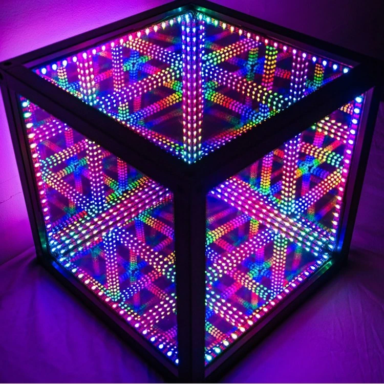 Space Time Tunnel Mirror Colorful Cube Infinite Extension Atmosphere Lamp