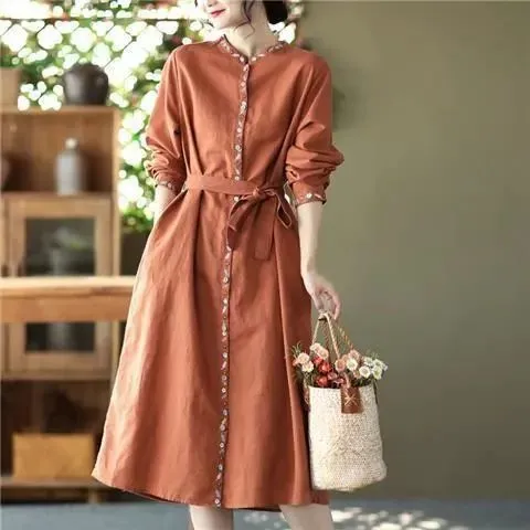 Long Temperament Cardigan Lace-up Waist Dress