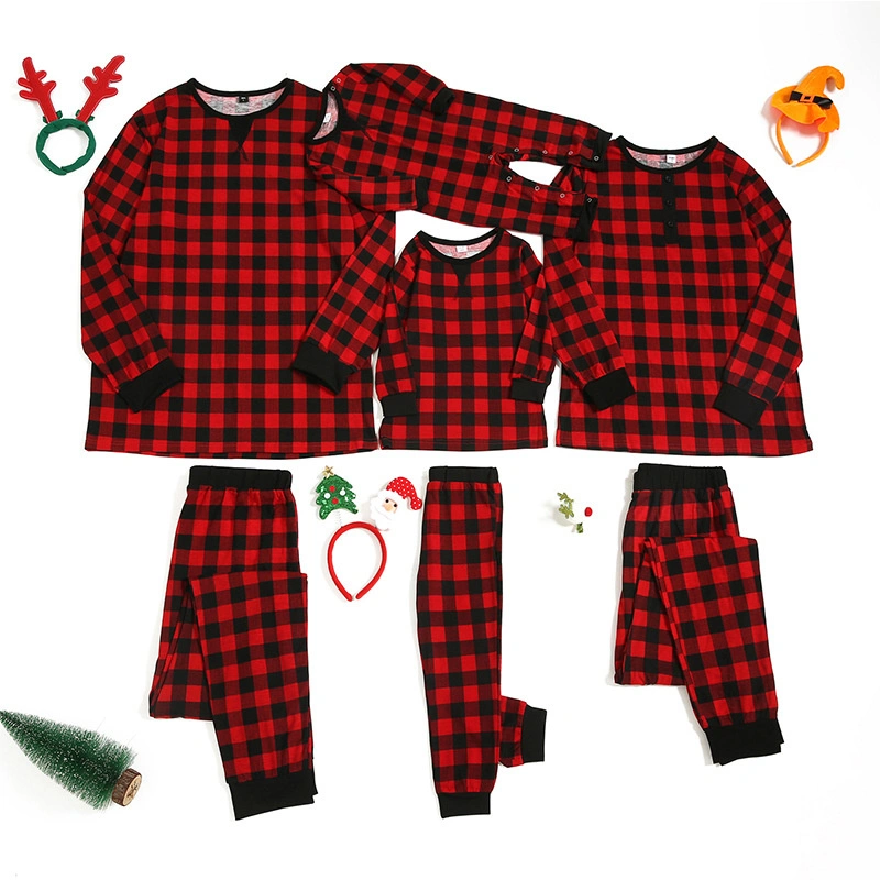 Christmas Plaid Printed Parent-child Wear Long Sleeve Pajamas