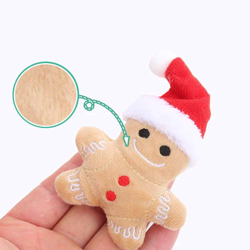 Cat Toy Christmas Hat Gingerbread Man