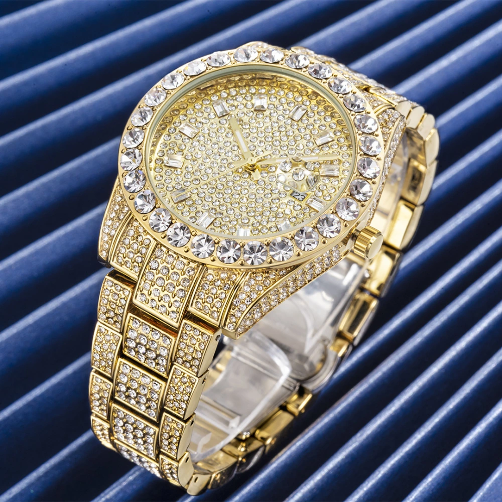 Men's Calendar Waterproof Full Diamond Watch