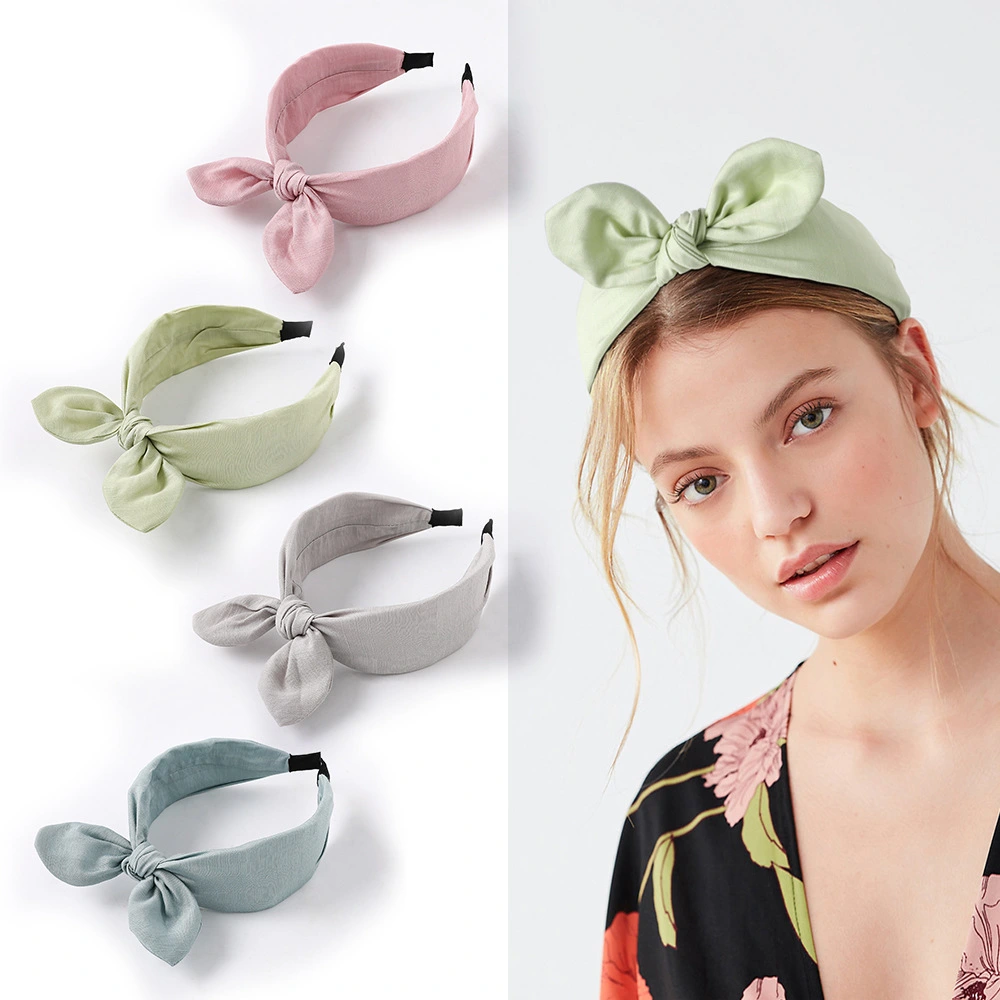 Fabric Rabbit Ears Hairband Solid Color