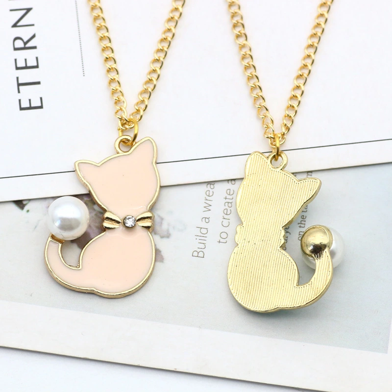 European And American Colored Alloy Dripping Cat Necklace