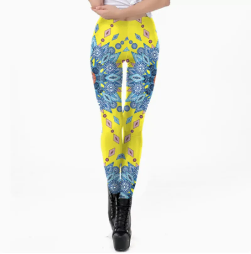 European And American Thin Leggings Women Wear Digital Printed Trousers