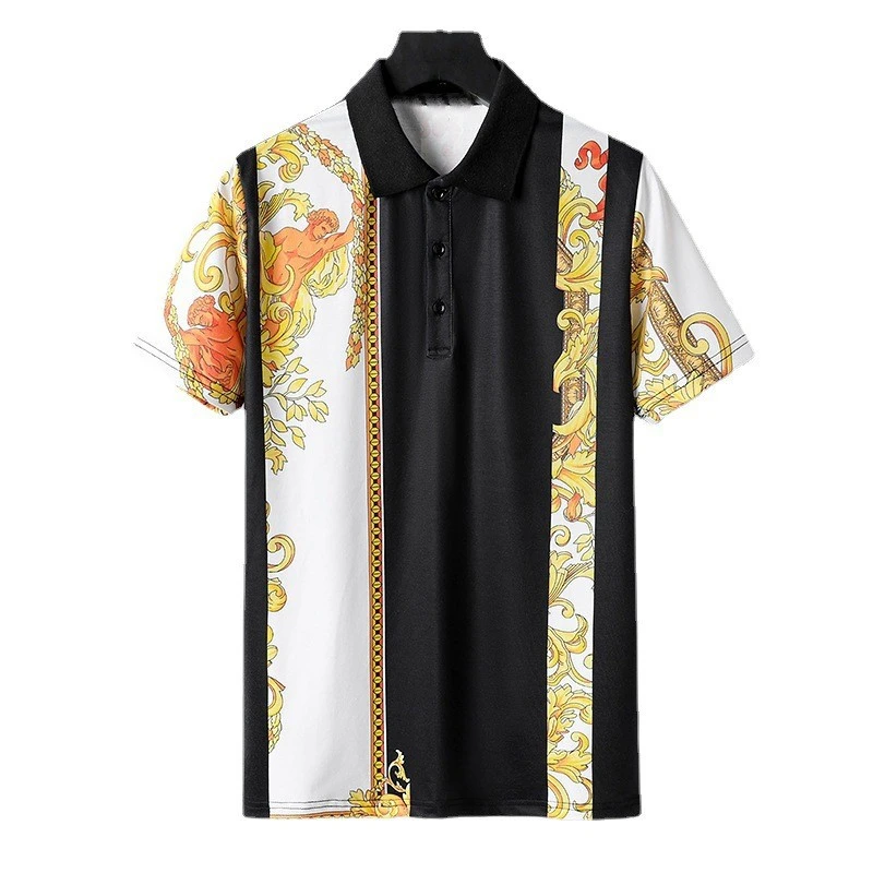 Men's Summer Fashion Multicolor Printing Bottoming Shirt