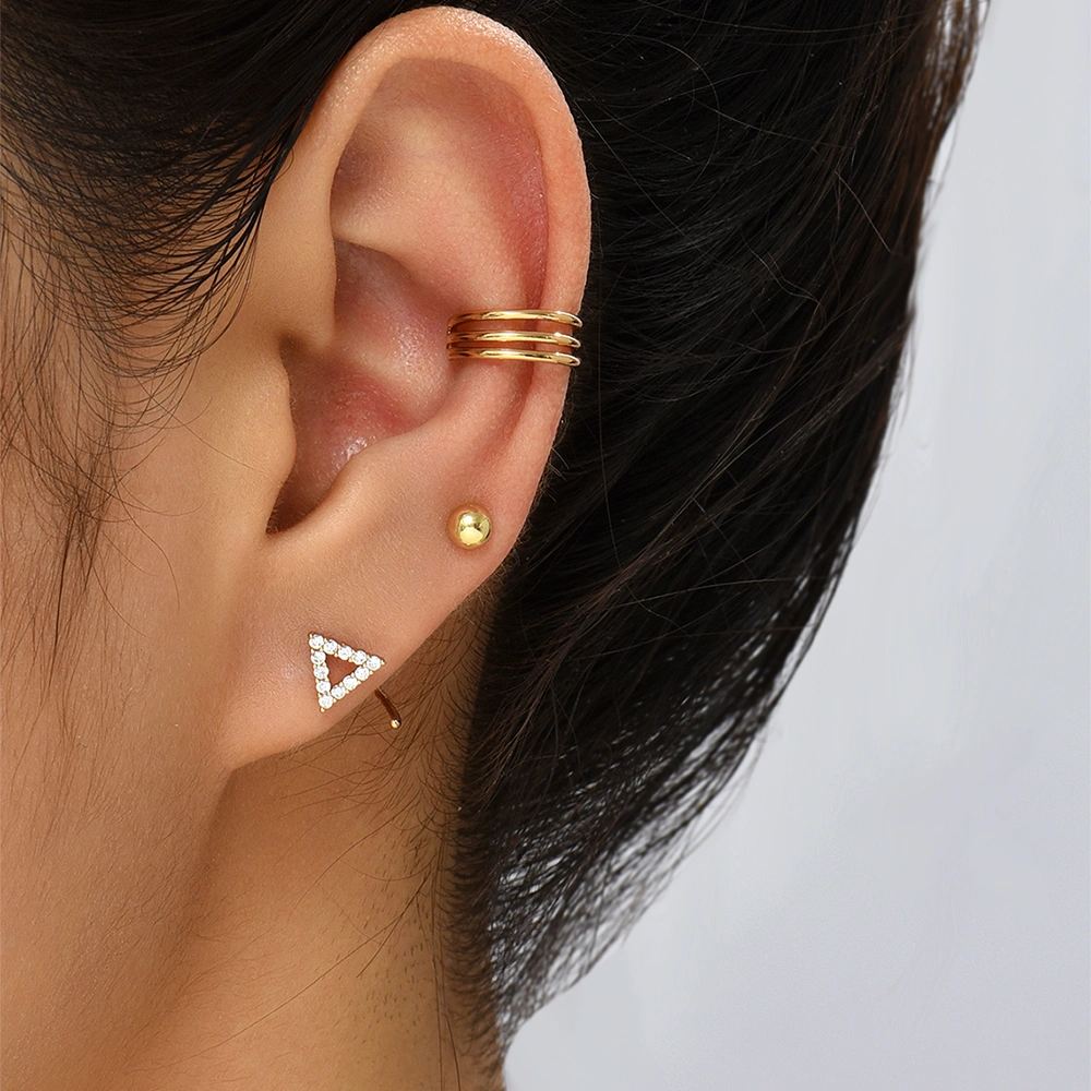 Korean Fashion Diamond-encrusted Triangular Ear Clip Minority C-type Ear Without Hole Ear Bone Clip Ear Hanging European And N Earrings Earrings Earrings Female