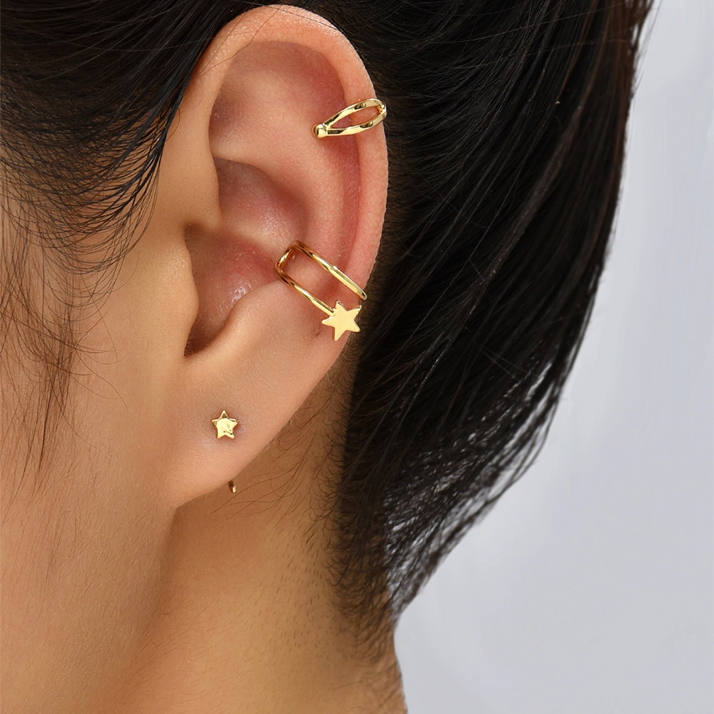 Ear Bone Clip Female, Simple Small Europe And The United States Ins New Metal Double-decked Openings Without Ear Holes Clip Network Red Earrings