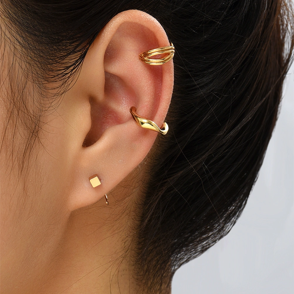 Metal Type C Ear Bone Clip No Ear Hole Ear Hang Female Temperament Hip-hop Minority Cool Wind Earring Set Decoration