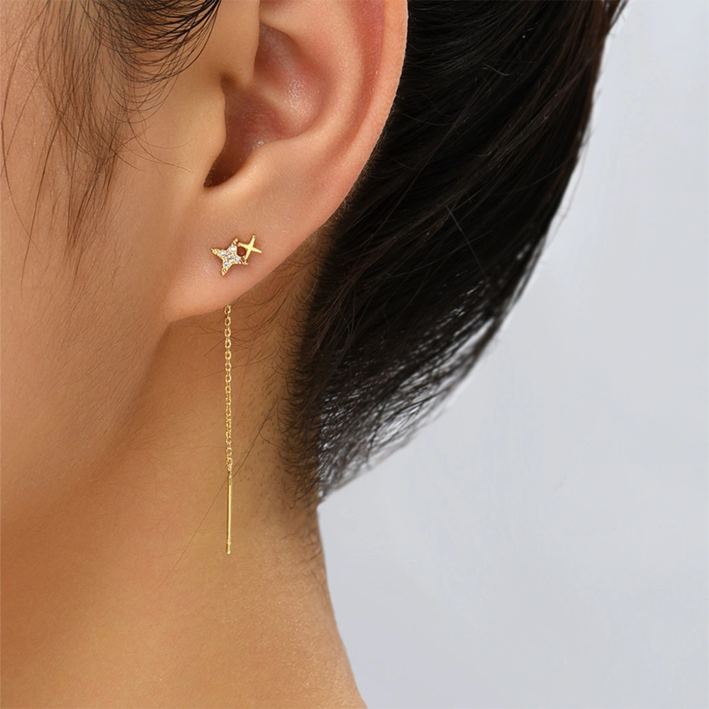 New Style Copper Micro-zircon Fashion Letter X Earrings Long Tassel Earline High-quality Temperament Stud Jewelry Woman