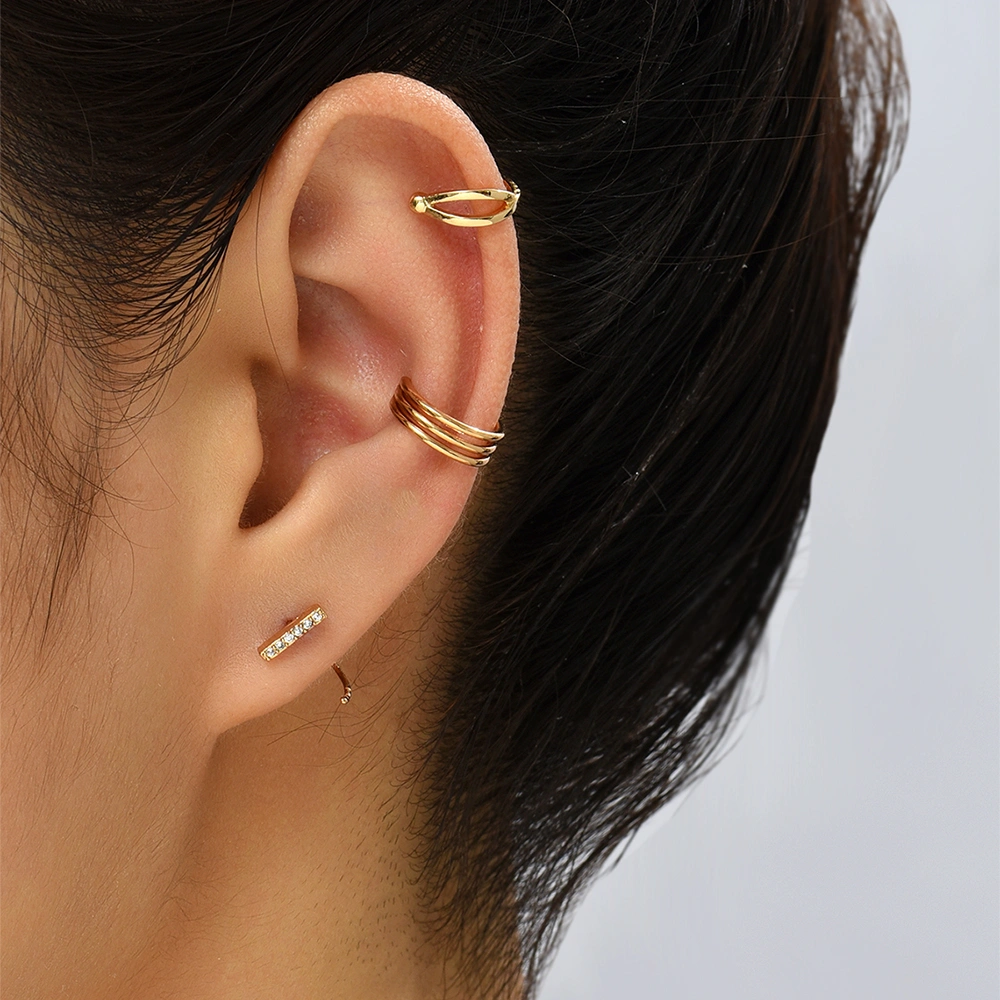 French Retro Twisted Metal Ear Bones Clip Female Korean 100-piece Niche Temperament No Ear Hole Earrings Cold Wind Earrings