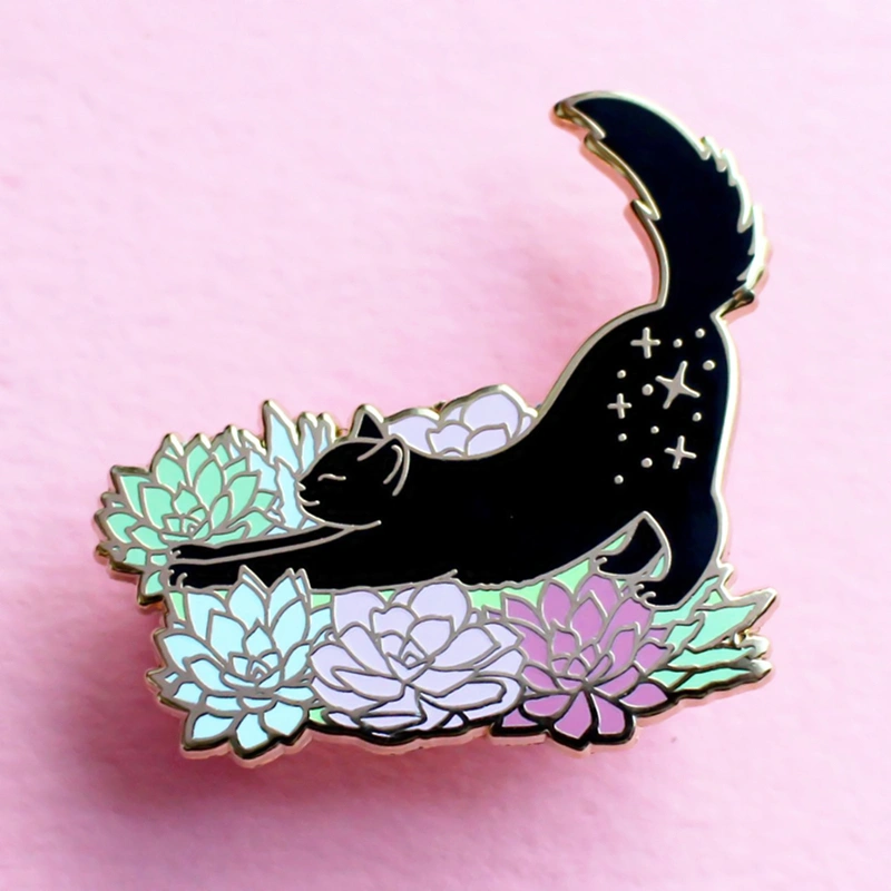 Stretching Cat Brooch Mashup Badge