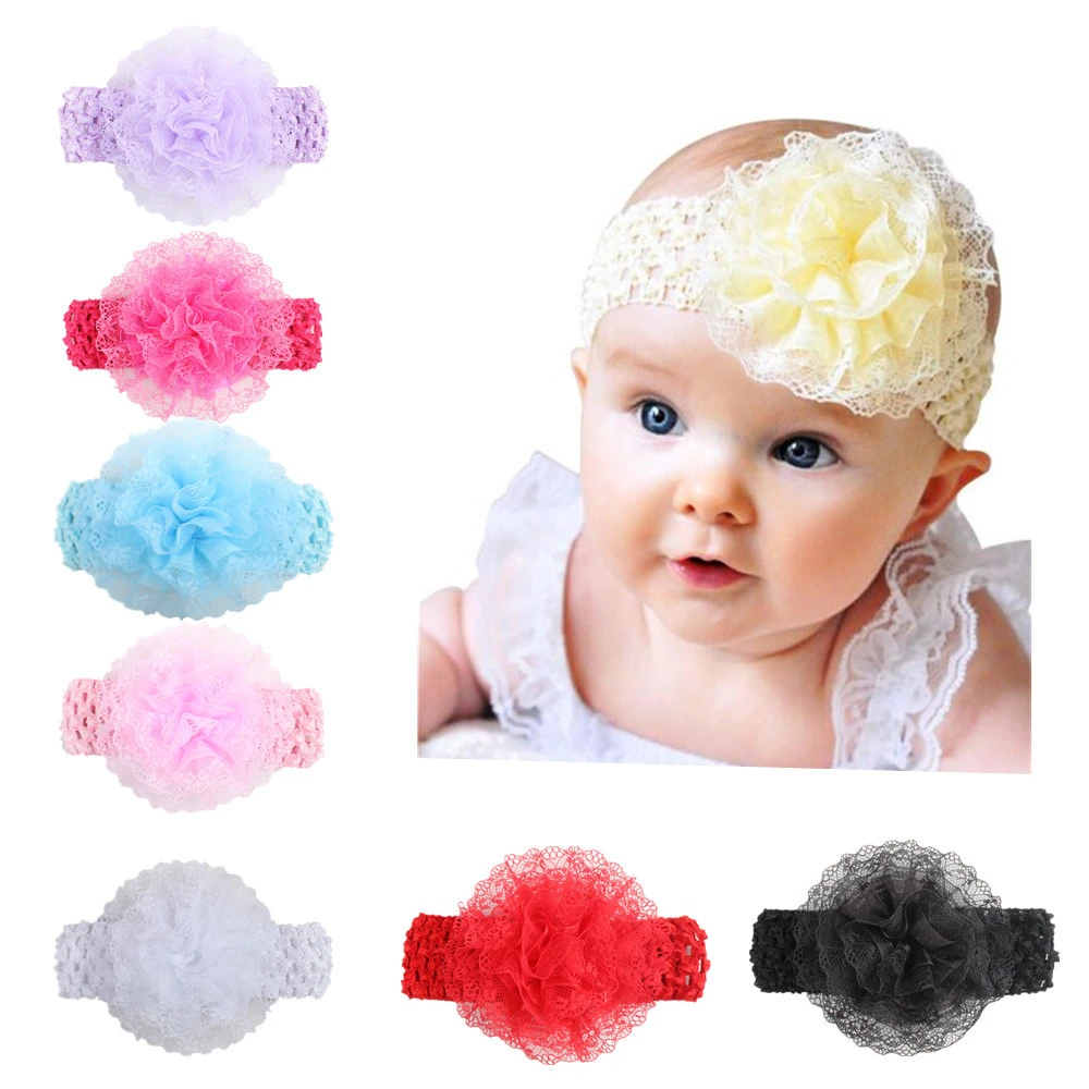 Baby Hair Band Chiffon Flower Lace Elastic Children Hair Band