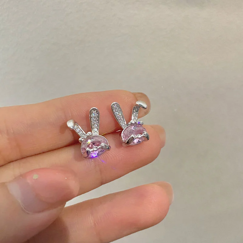 S925 Sterling Silver Shy Rabbit Earrings