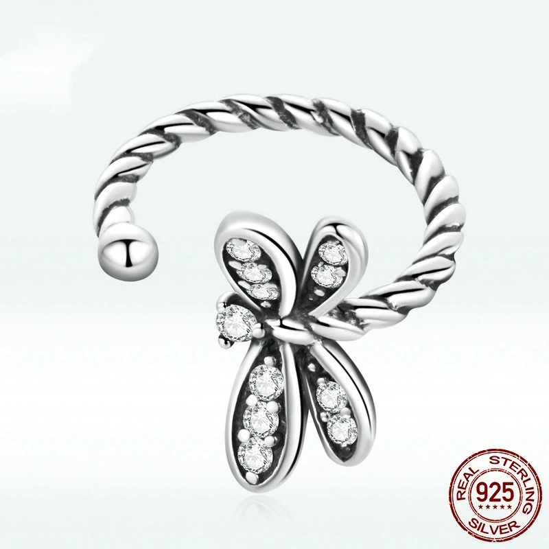 Retro Dragonfly Sterling Silver S925 Single Stud Earrings