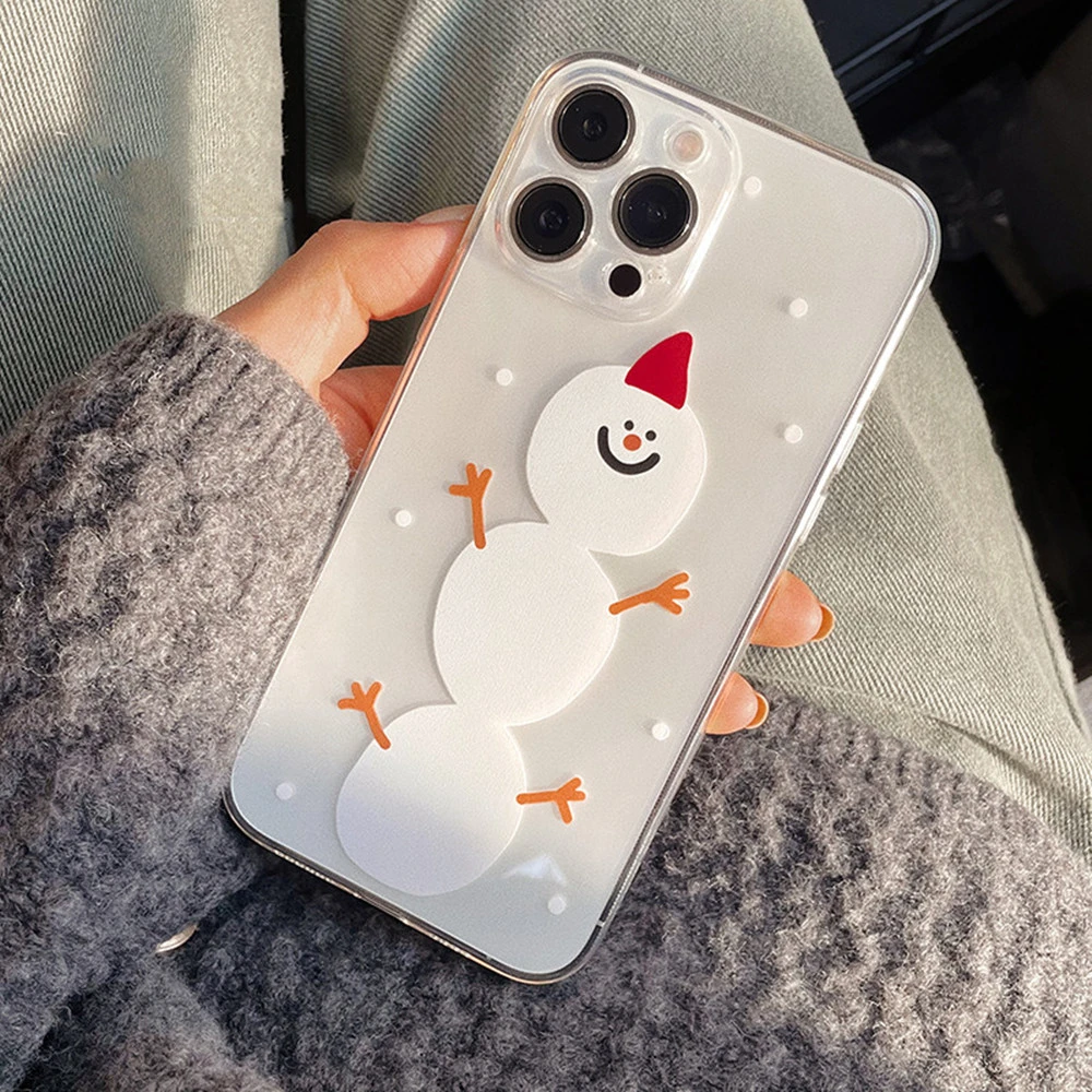 Christmas Snowman Mobile Phone Case Transparent Bracket