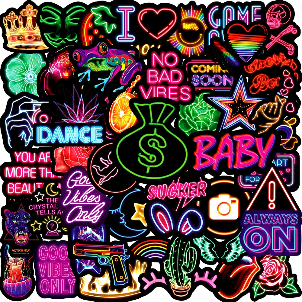 Neon Stickers Waterproof Personality Cartoon