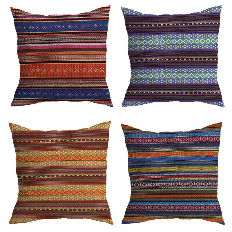 Retro Bohemian Wind Striped Pillow Cushion Cover