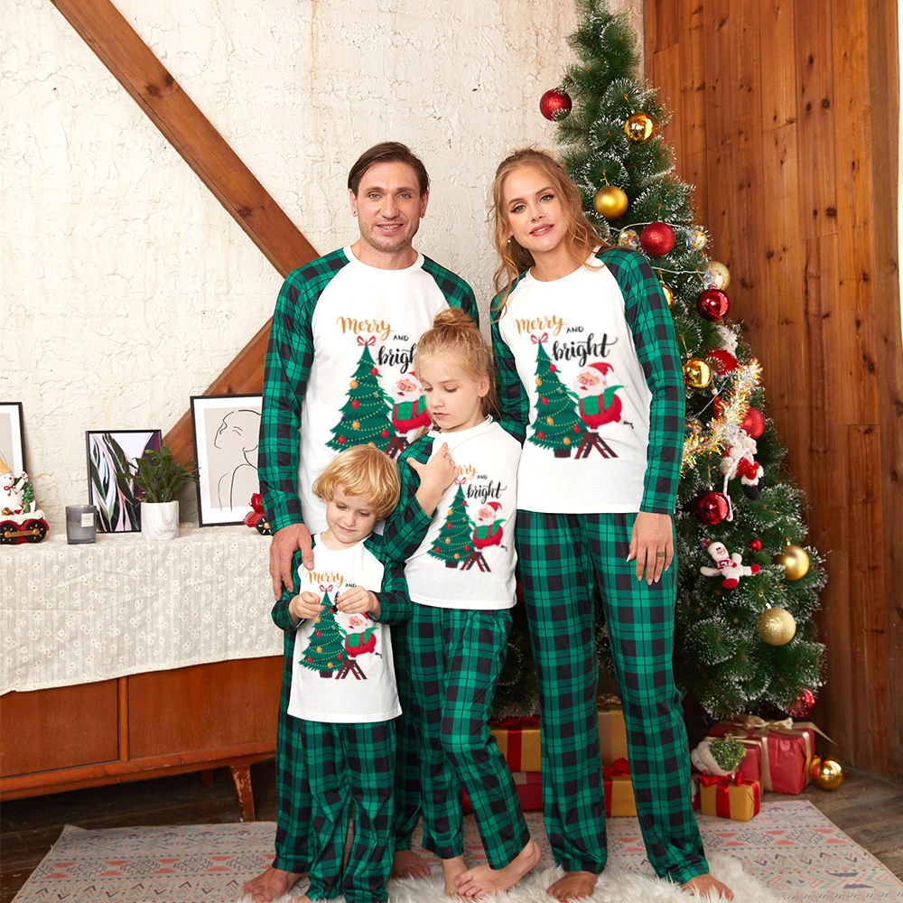 Home Wear Christmas Print Parent-child Pajamas Set