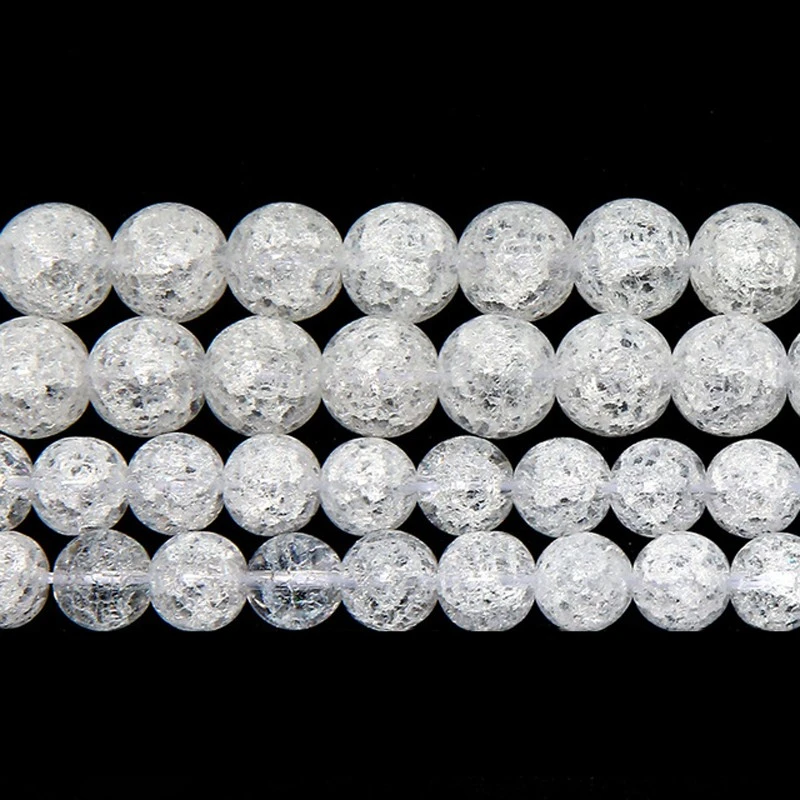 Natural Clear Snow Cracked Crystal Stone Beads