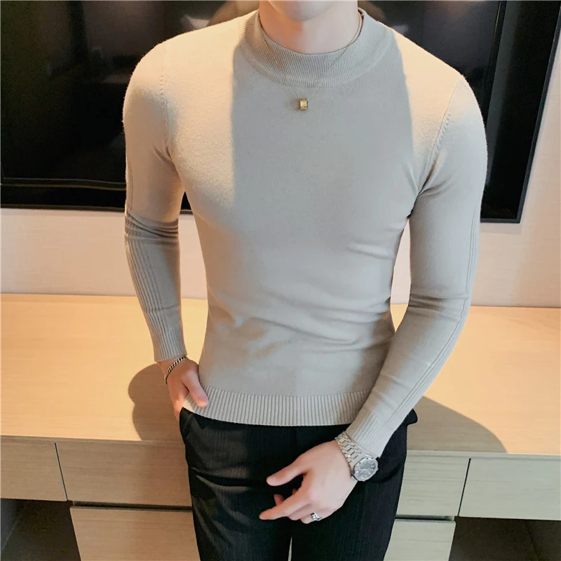 Men's Slim New Half High Neck Sweater