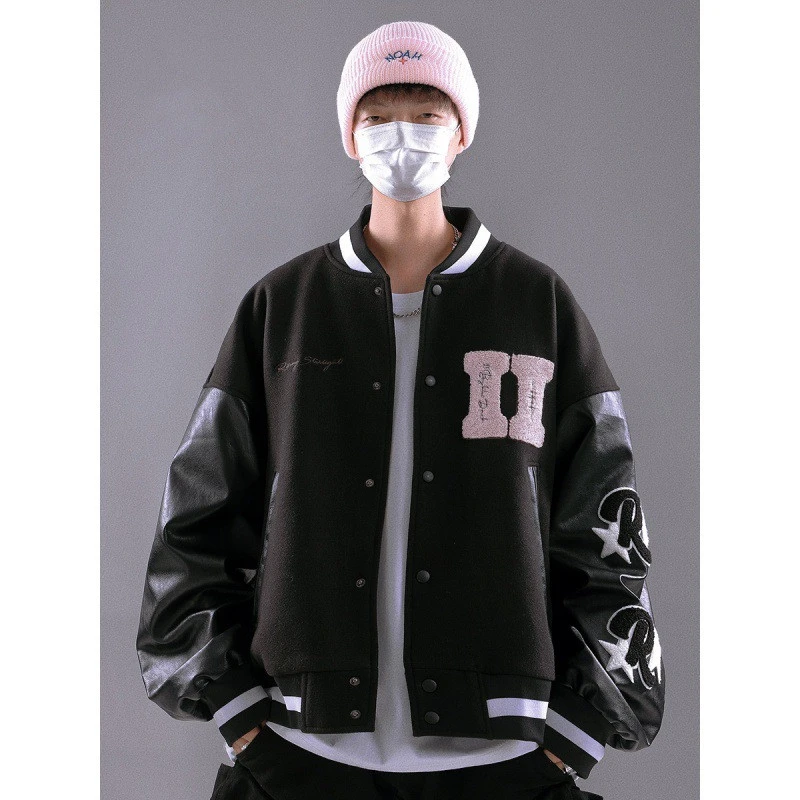 New Stitching Men's Loose Casual Short Embroidered Baseball Uniform