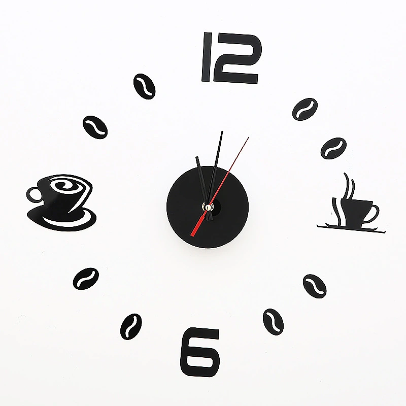 Coffee Digital Wall Clock High-end Living Room DIY Wall Sticker