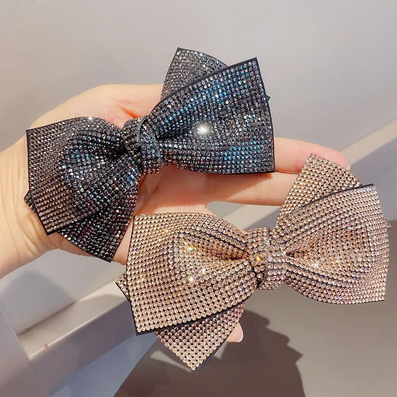 Women's Fashion Rhinestone Double Bow Hair Clip