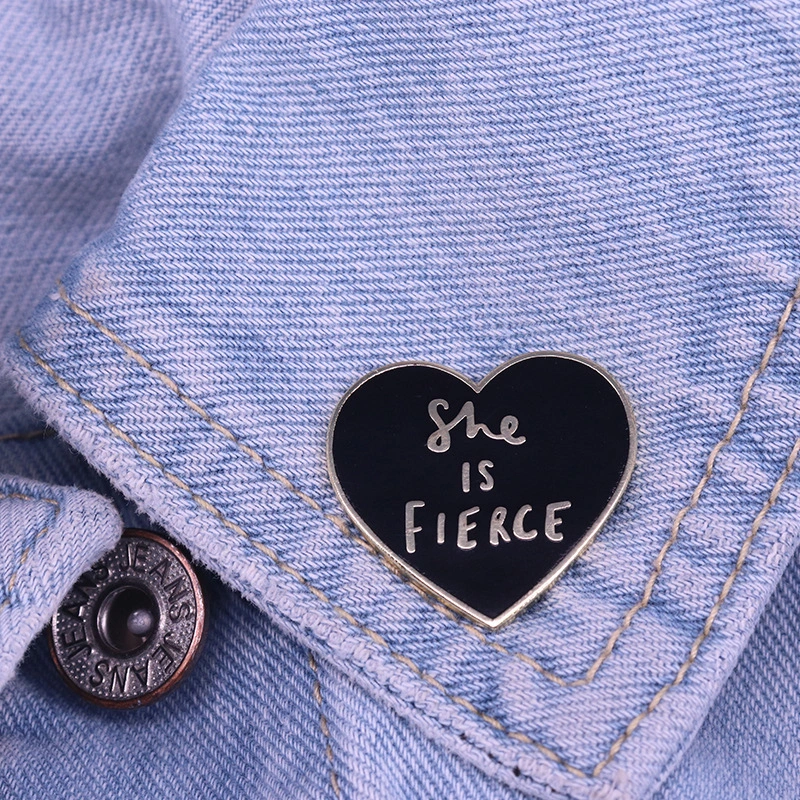 Black Heart-shaped Brooch Feminism Badge