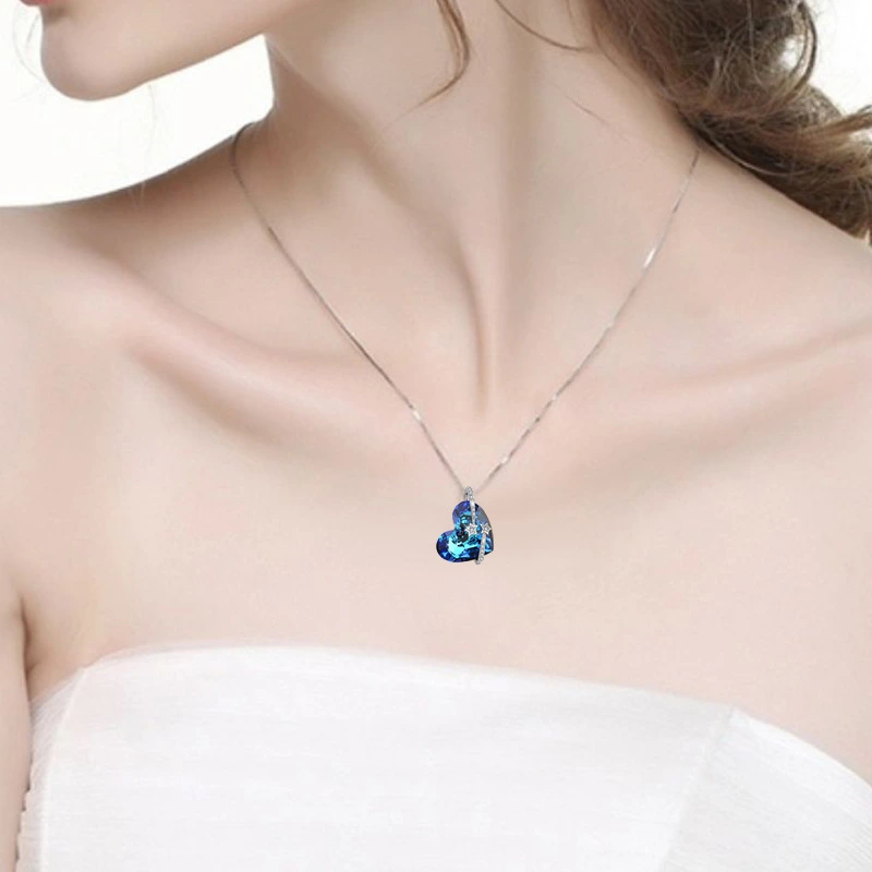 Love Pendant Christmas Ornament XINGX Ocean Heart Love Crystal Necklace For Women