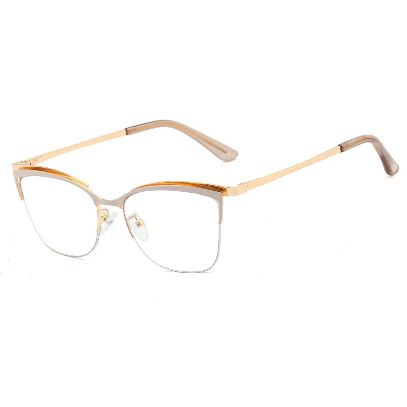 Metal Glasses Frame Square  Plain Color Anti Blue Light