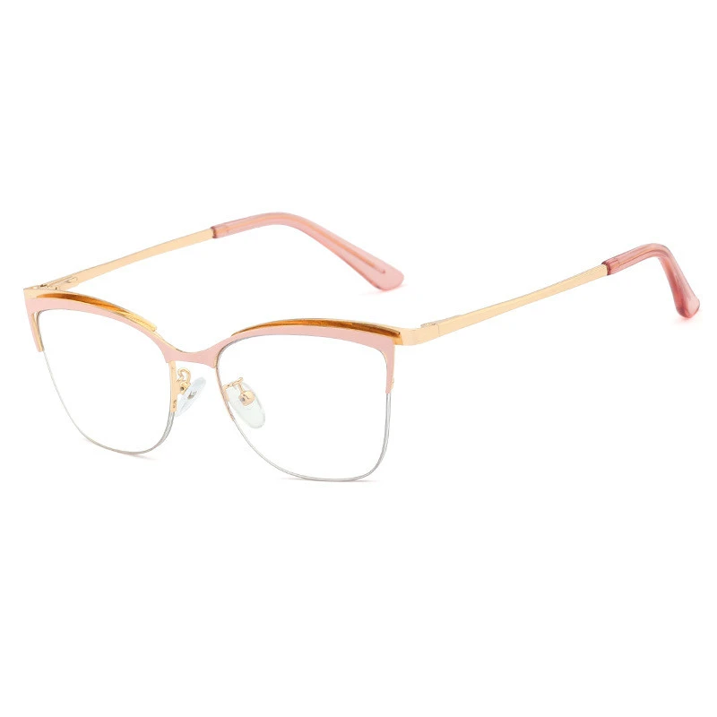 Metal Glasses Frame Square  Plain Color Anti Blue Light