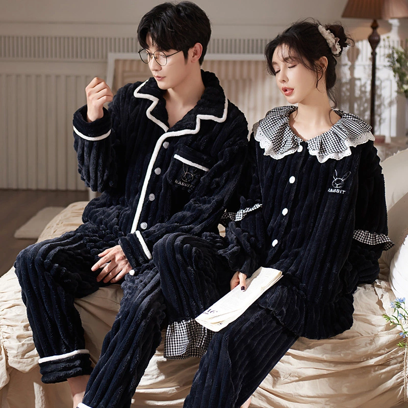 Coral Velvet Couple Pajamas Women Thickened And In Winter