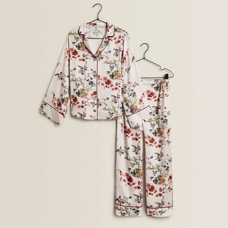 Women's Home Wear Thin Floral Loose Casual Pajama Suit