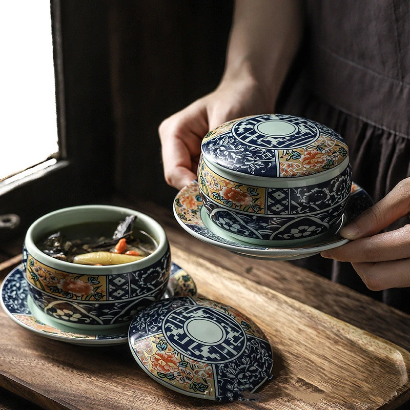 Japanese Style Ceramic Tableware Stew Pot With Lid