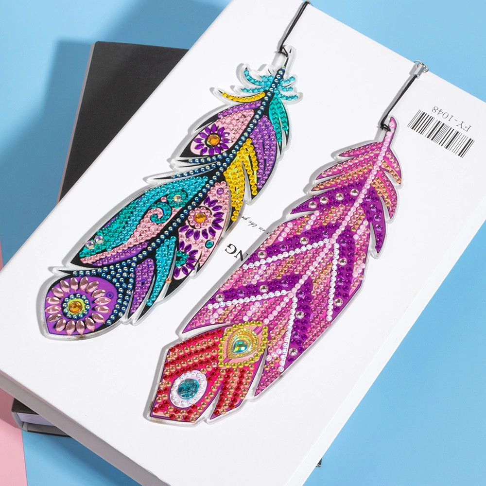 Diamond Painting Feather Bookmark Crystal Pendant Thickened Single Side