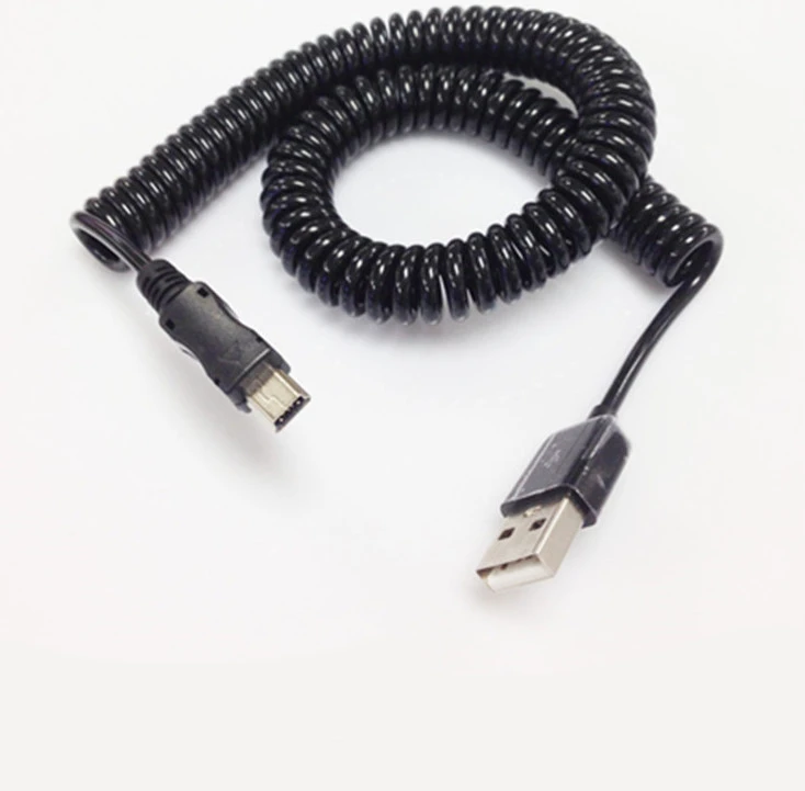 USB Elbow Coil Spring Telescopic Data Charging Cable