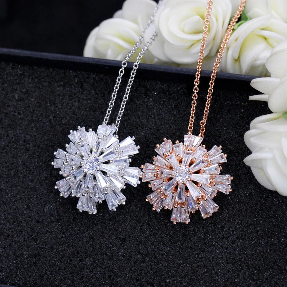 Delicate Three-dimensional Snowflake Necklace Pendant