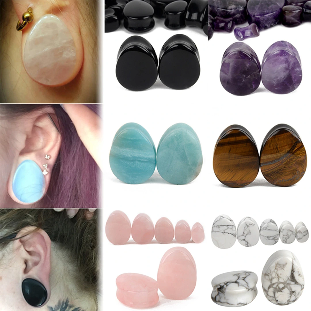 Popular And Fashionable Heart Shaped Water Drop Stone Ear Piercing Jewelry
