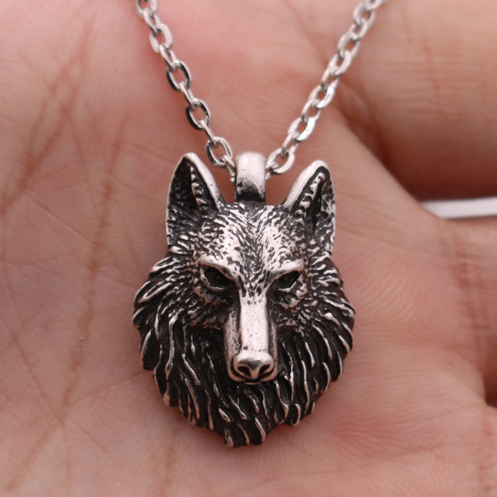 Viking Wolf Head Necklace Popular Men In Europe And America