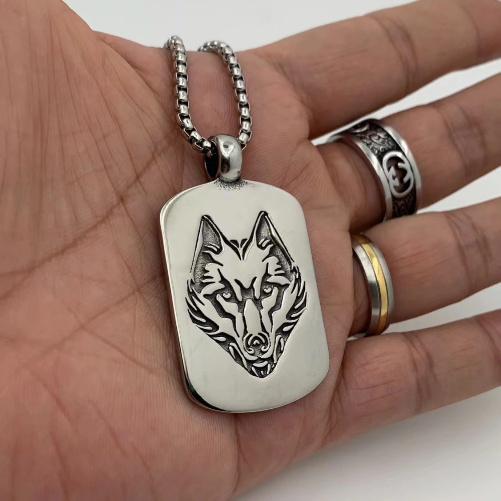 Men's New Viking Wolf Pendant Titanium Steel Personality Necklace